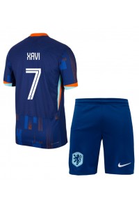 Fotbalové Dres Nizozemí Xavi Simons #7 Dětské Venkovní Oblečení ME 2024 Krátký Rukáv (+ trenýrky)